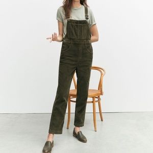 Madewell Corduroy Straight-Leg Overalls Green M